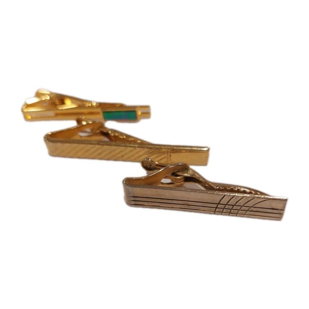 Three Vintage American Tie Pins Gold Tone